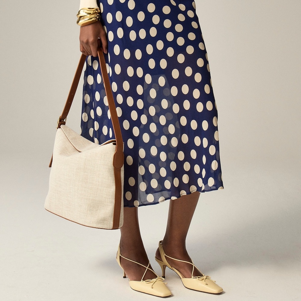 BNWT NEW J.CREW made Berkeley shoulder bucket bag in Spanish canvas well $228!